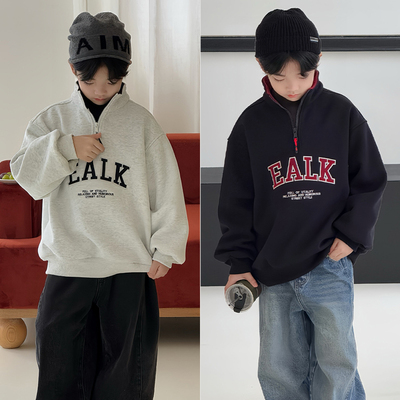 大E小e中大童半拉链立领加绒卫衣