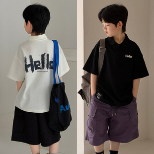 大E小e童装26夏新款男童女童刺绣翻领短袖儿童POLO衫T恤上衣5636