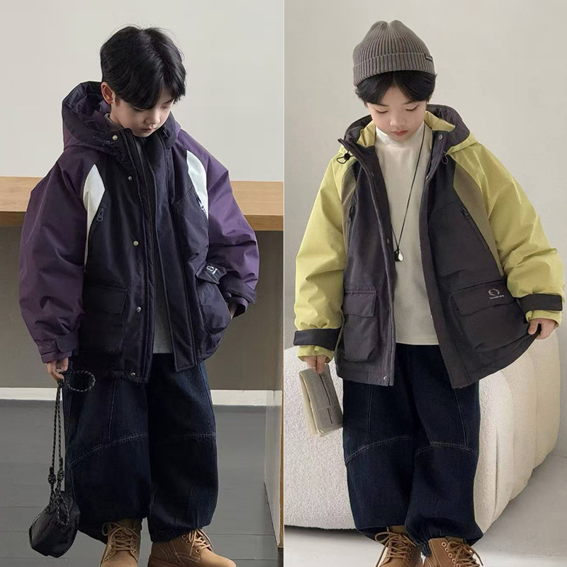 布芮欧儿童撞色加棉冲锋衣外套潮