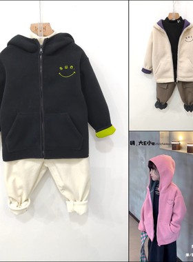 大E小e童装秋冬新男童女童双面摇粒绒外套儿童保暖上衣28021