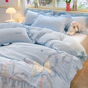 四件套纯棉全棉公主风少女心三件套小清新被单被套床笠学生宿舍3