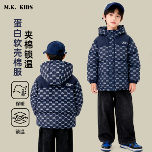儿童棉服2025新款男童冬款潮流夹棉冲锋外套DK7543华子