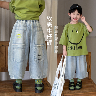 儿童七分裤子夏装薄款男童装牛仔宽松夏季 FB2691