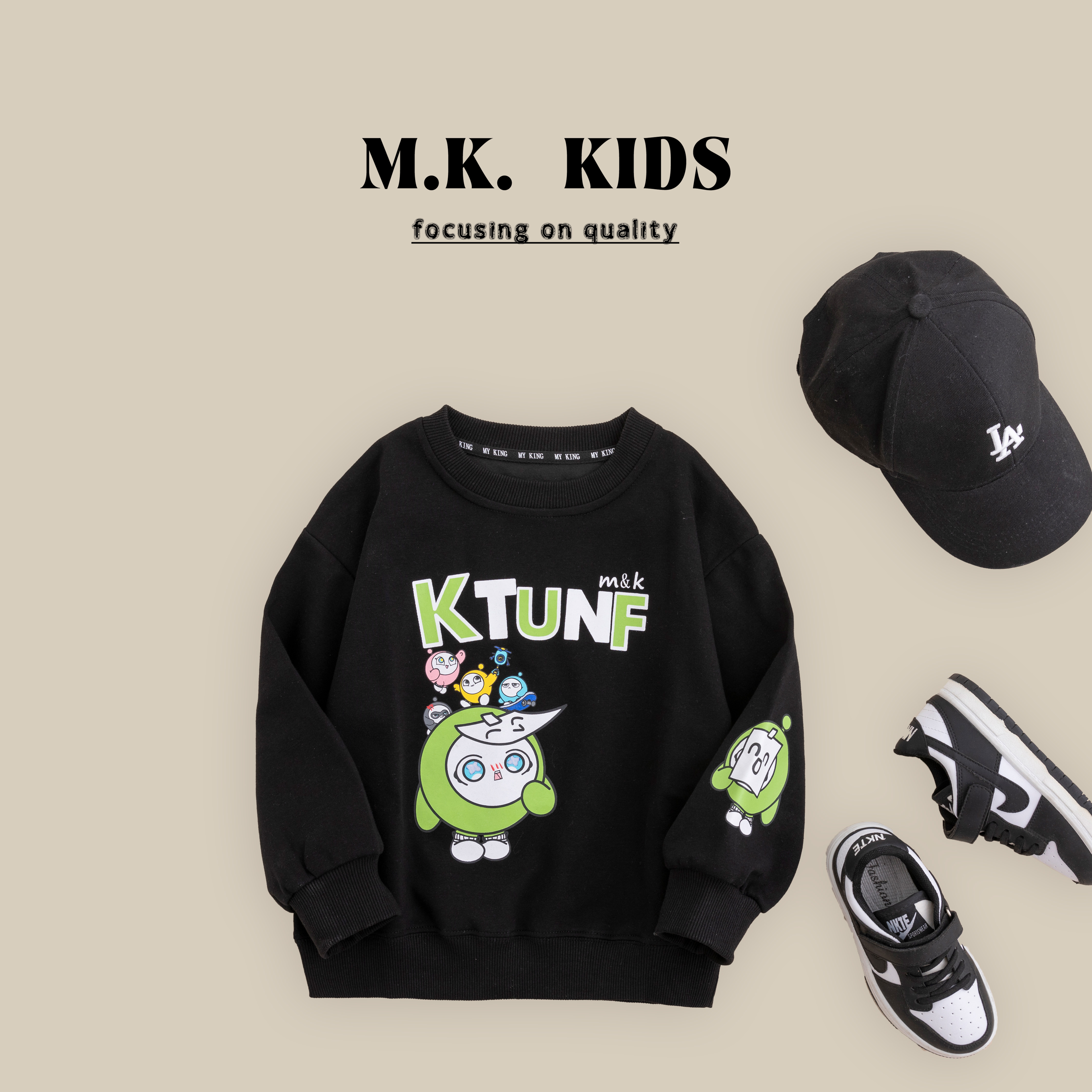 MK童装儿童卫衣2024新款秋装男童春秋上衣圆领潮流 QA9015