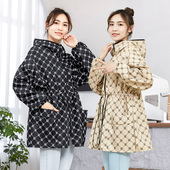 薄款 防风防尘长袖 外套连帽围裙收腰显瘦罩衣工作服厨房家用女成人