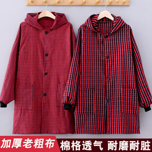 长袖纯棉老粗布外套正穿衣围裙