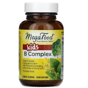 美国MegaFood 儿童维生素B族复合物30片锌肌醇L-茶氨酸提升注意力