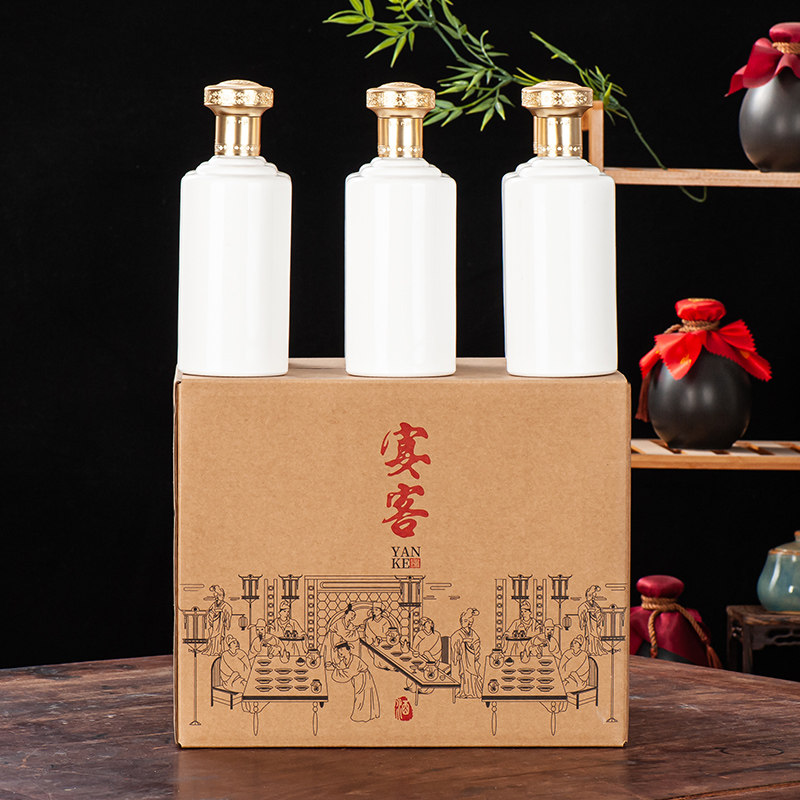 防摔装酒泡沫盒白瓷空酒瓶泡沫箱快递包装储藏酒箱透明白瓷空酒瓶