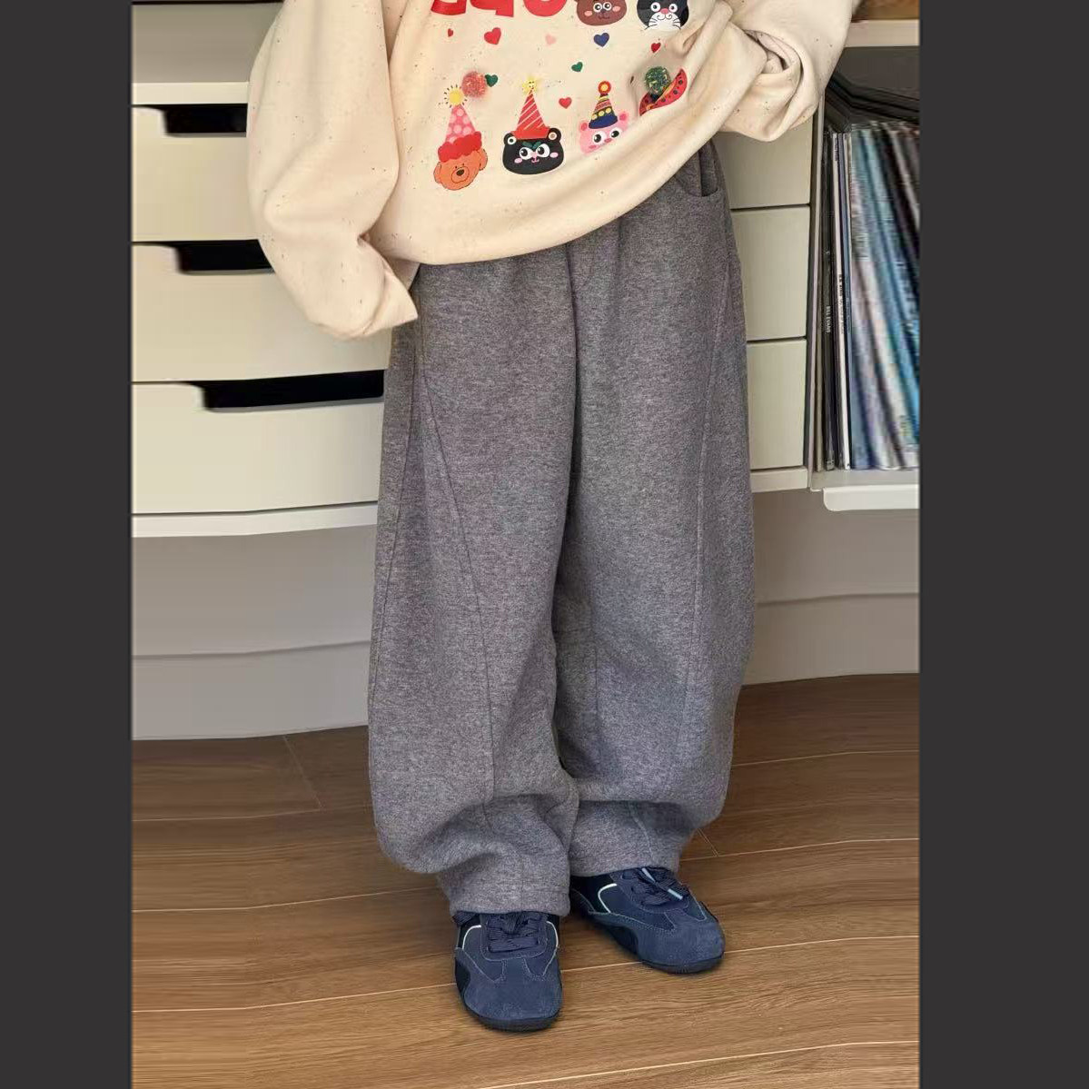 潮牌koala正品！亲子品牌！男女童巨有质感的呢子感加厚弯刀卫裤