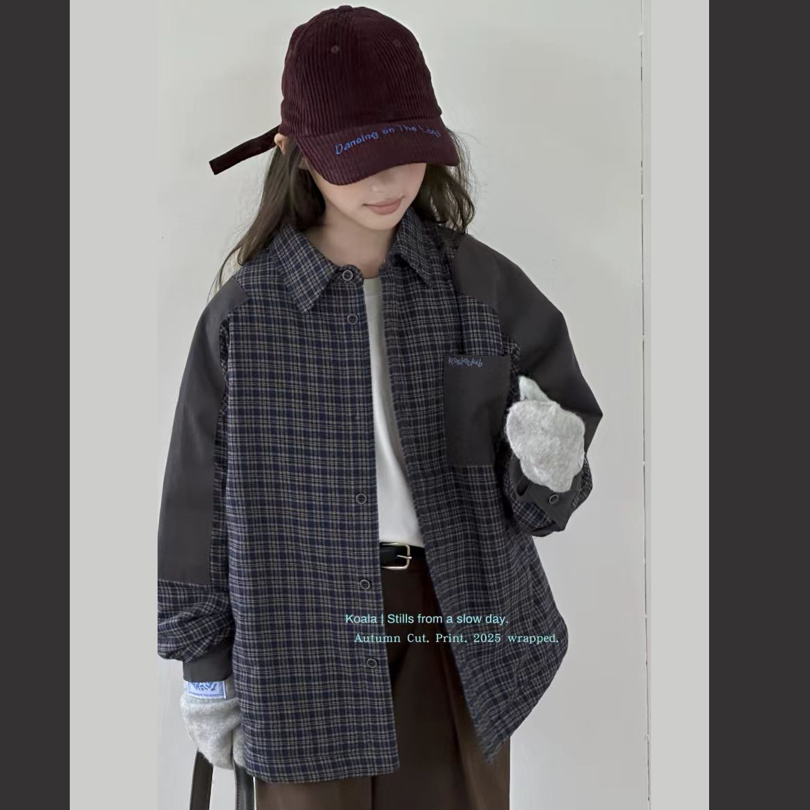 潮牌koala！正品！亲子男女童美系高级格子翻领夹薄棉衬衫外套