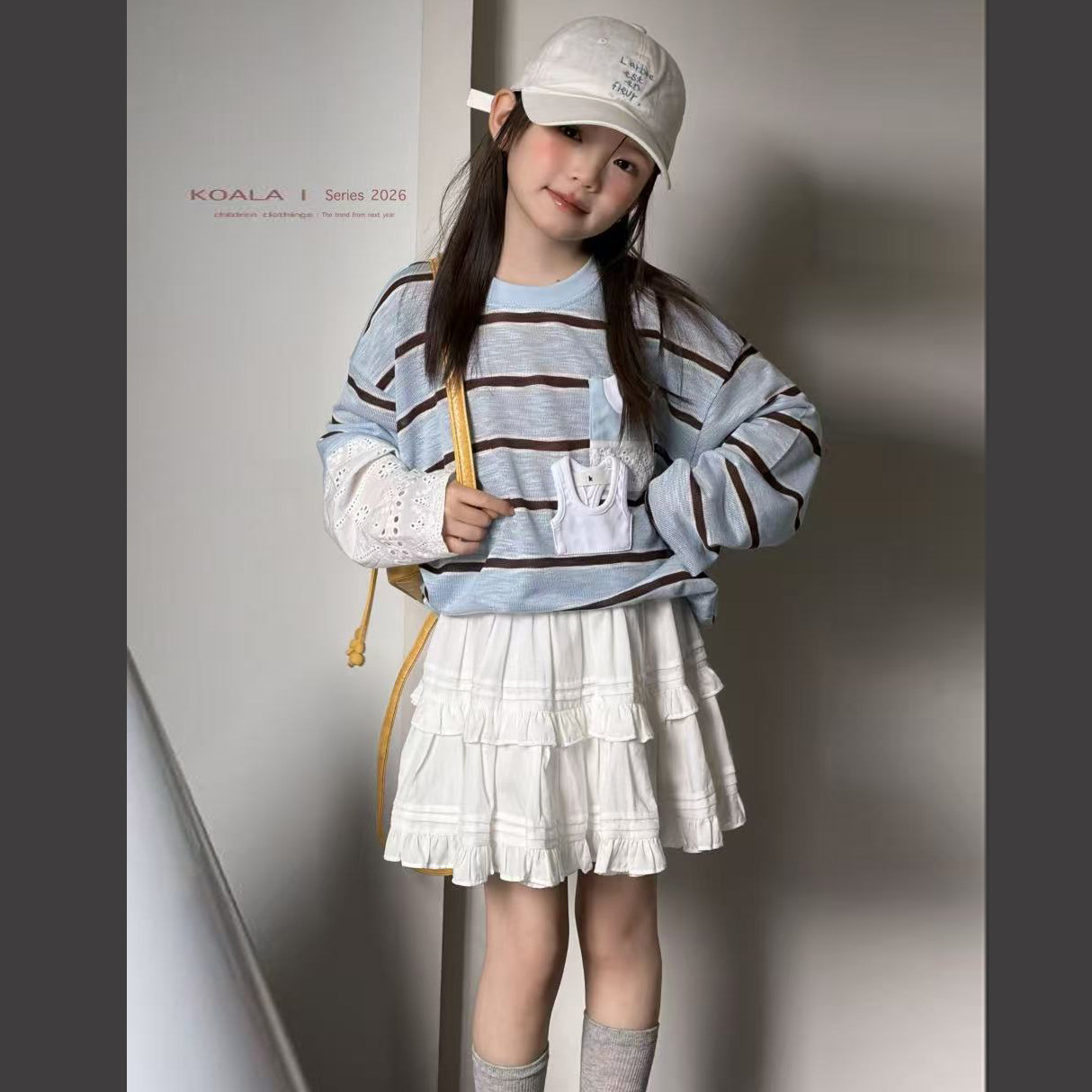 潮牌koala正品！可亲子女童设计款条纹长袖T恤和蛋糕款蕾丝半裙,童装/婴儿装/亲子装,T恤,淘宝优惠券,粉丝福利购,淘宝优惠卷