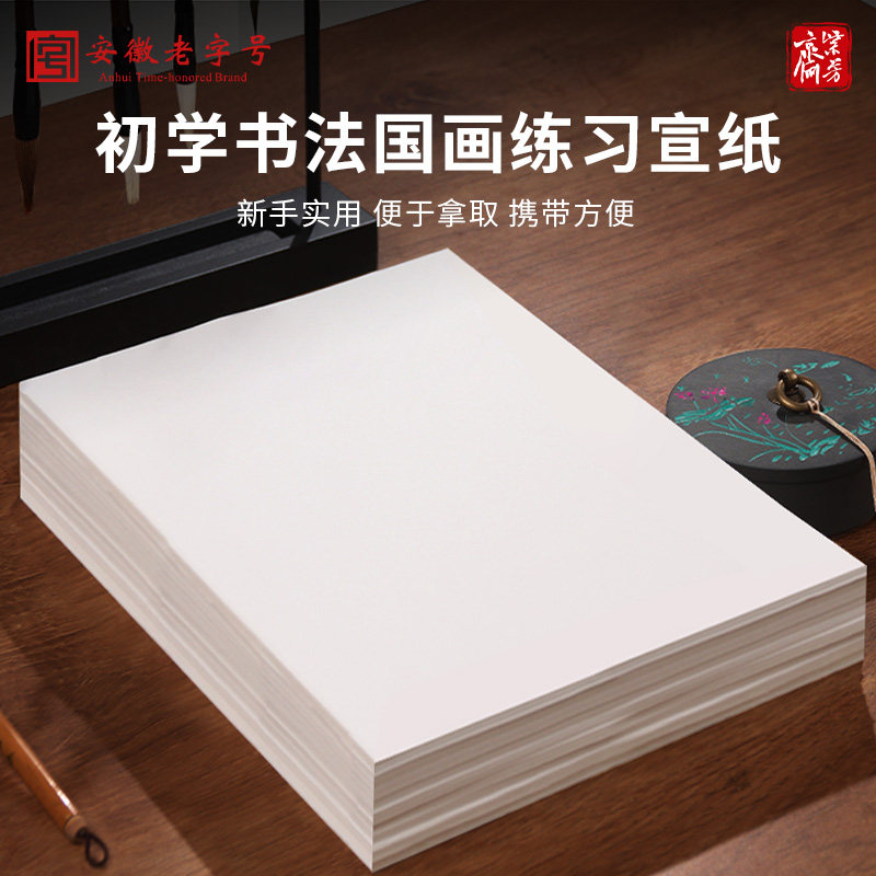 紫芳斋初学者练习纸加厚宣纸书法专用纸半生半熟生宣国画写意毛笔