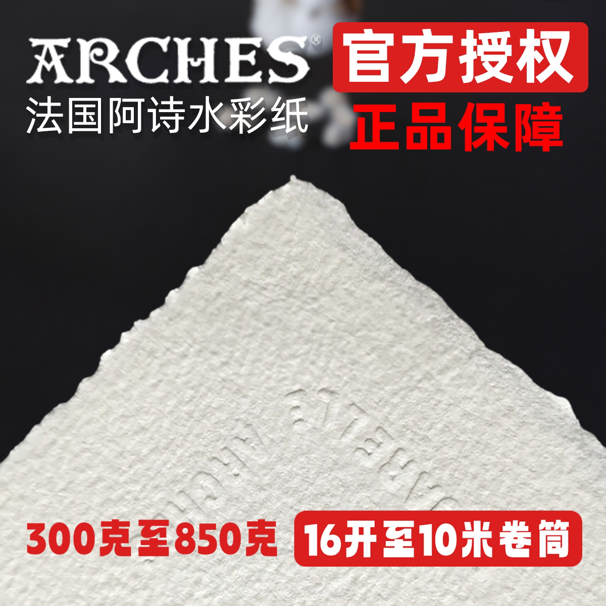 Arches法国阿诗水彩纸300g640g850g中粗纹细纹纯棉毛边2K4K8K