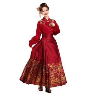 敬酒服新娘2024新款秋季红色订婚礼服中式汉服结婚马面裙婚服套装