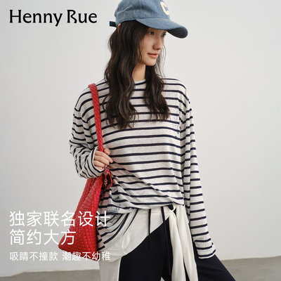 HENNY RUE亨尼露AMOMO艺术家联名雪花棉长袖T恤女宽松休闲上衣