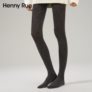 HENNY RUE亨尼露秋冬菱形格弹力连裤袜美腿微压显瘦打底裤袜