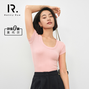 短袖 T恤大U领 RUE亨尼露春夏莫代尔女士薄款 HENNY
