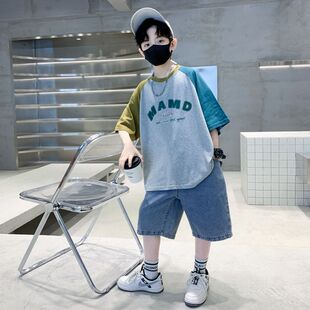 儿童男童夏季T恤2026新款洋派大童男孩夏季短袖衣服帅气时髦