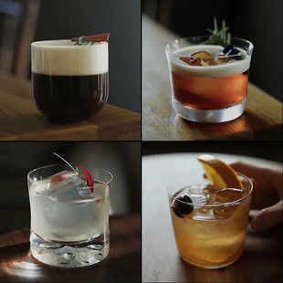 轻薄风鸡尾酒杯高颜值阔口杯威士忌冰球杯拿铁咖啡杯国风冷萃茶杯