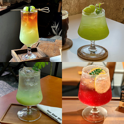 颜值风矮脚玻璃杯鸡尾酒杯饮品杯苏打气泡水杯饮料调酒杯子高级感