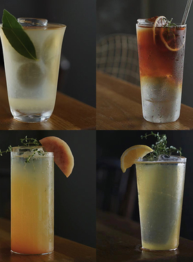 酒吧超薄柯林杯长饮杯简约鸡尾酒饮品杯海波杯古典杯玻璃咖啡杯子