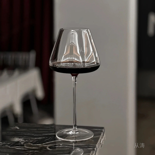 水晶勃艮第红酒杯葡萄酒杯玻璃杯高级感轻奢大肚凹底高脚杯 欧式