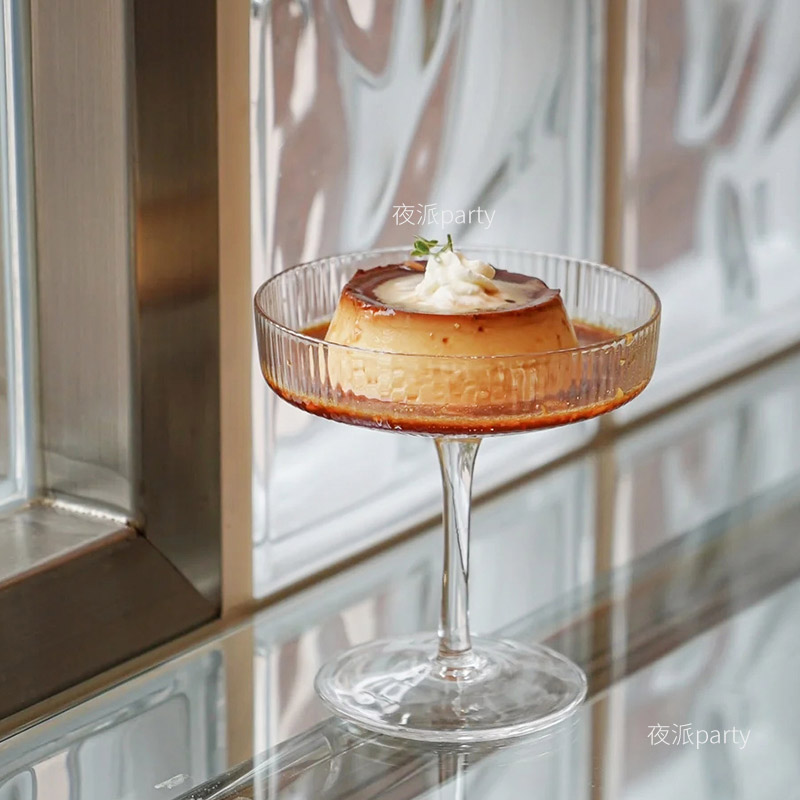 网红餐厅高颜值玻璃杯北欧冰淇淋杯酸奶杯高脚布丁杯甜品杯小吃碗