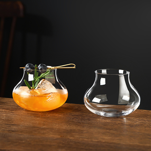 创意网红餐厅大肚玻璃杯500ml果茶杯冷饮料杯饮品杯果汁杯小众