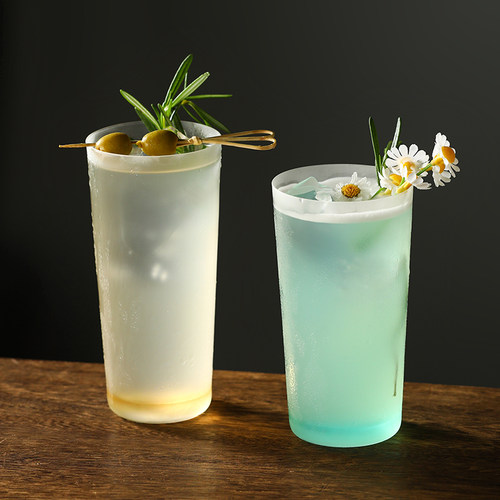 超薄斜身磨砂玻璃杯HighBall杯鸡尾酒杯日式柯林杯饮品杯金汤力杯