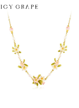 【莫奈画境】鸡蛋花珍珠项链女