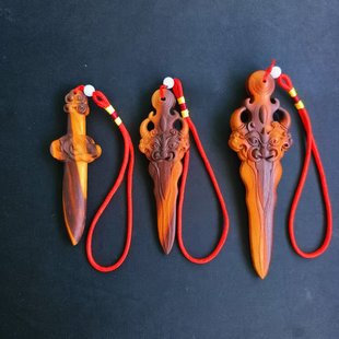 天然雷击木桃木雷焦睚眦剑挂件婴儿宝宝客厅卧室门口祥云宝剑雕刻