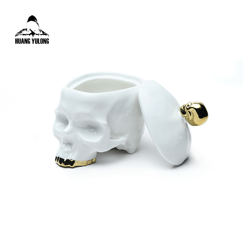黄玉龙Yulong Lab skull陶瓷头骨烟灰缸多功能储物罐家居装饰摆件