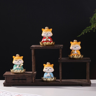 中式黄大仙守护神可爱黄鼠狼福禄平安办公室桌面小摆件工位装饰品