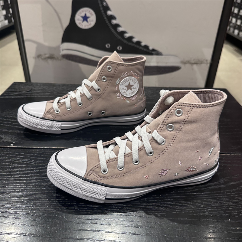 CONVERSE匡威All Star大童女子花卉刺绣高帮休闲鞋帆布鞋 A08401C
