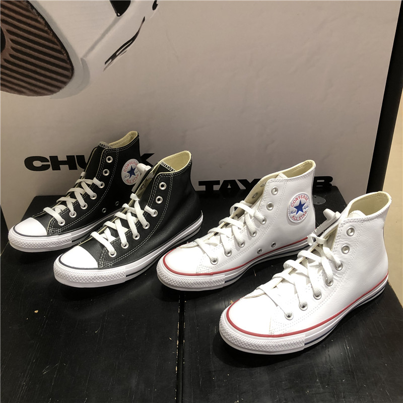 Converse匡威新款 All Star黑白经典皮质男女高帮休闲板鞋1