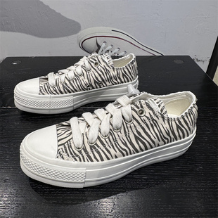 A10959C Lift斑马纹女子低帮松糕厚底帆布鞋 CONVERSE匡威All Star