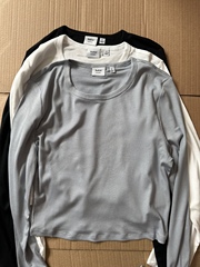 Aritzia sunday t恤亲肤女加拿大 螺纹莫代尔短款长袖