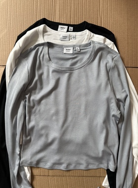 Aritzia sunday t恤亲肤女加拿大 螺纹莫代尔短款长袖