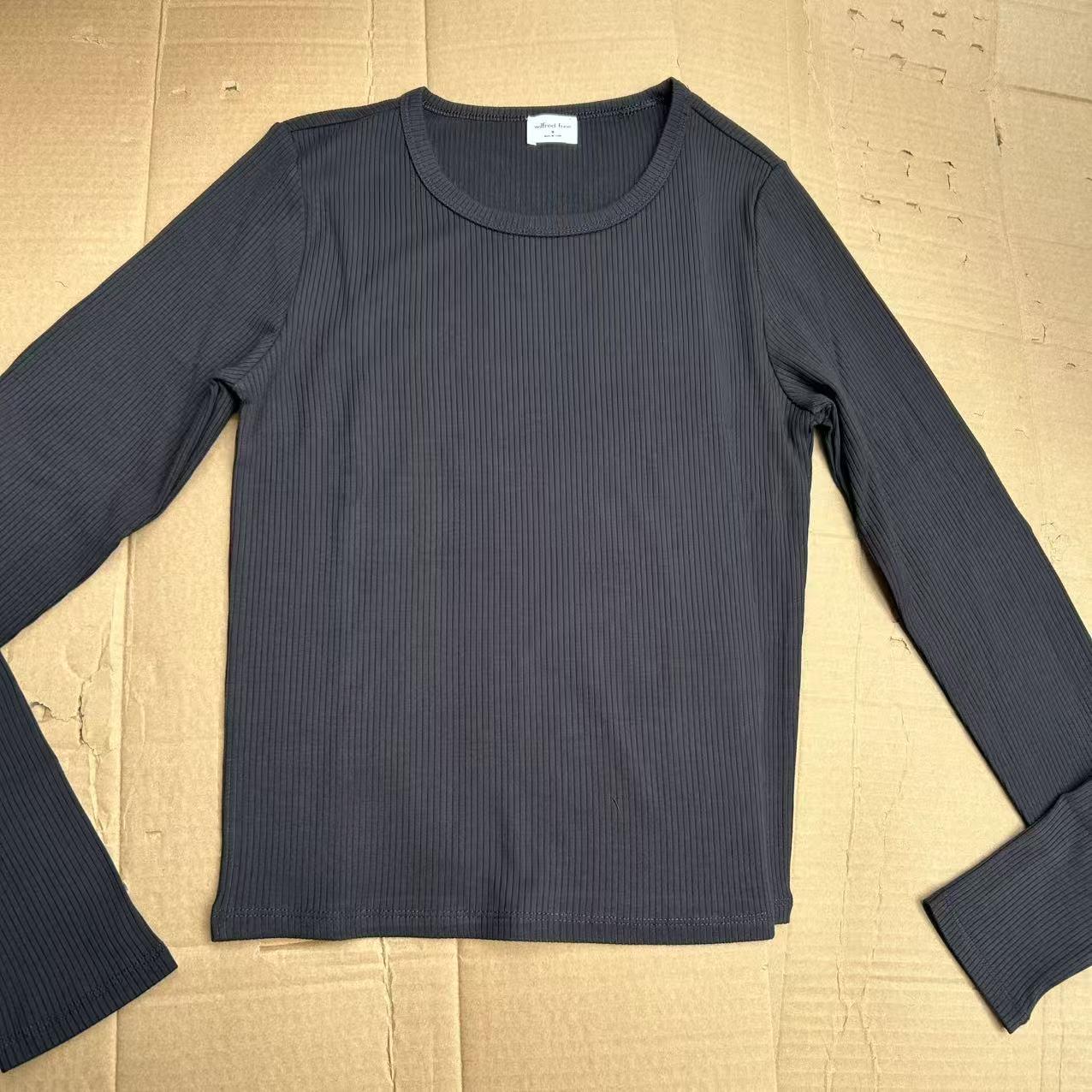 wilfred  罗纹针织长袖圆领修身T恤