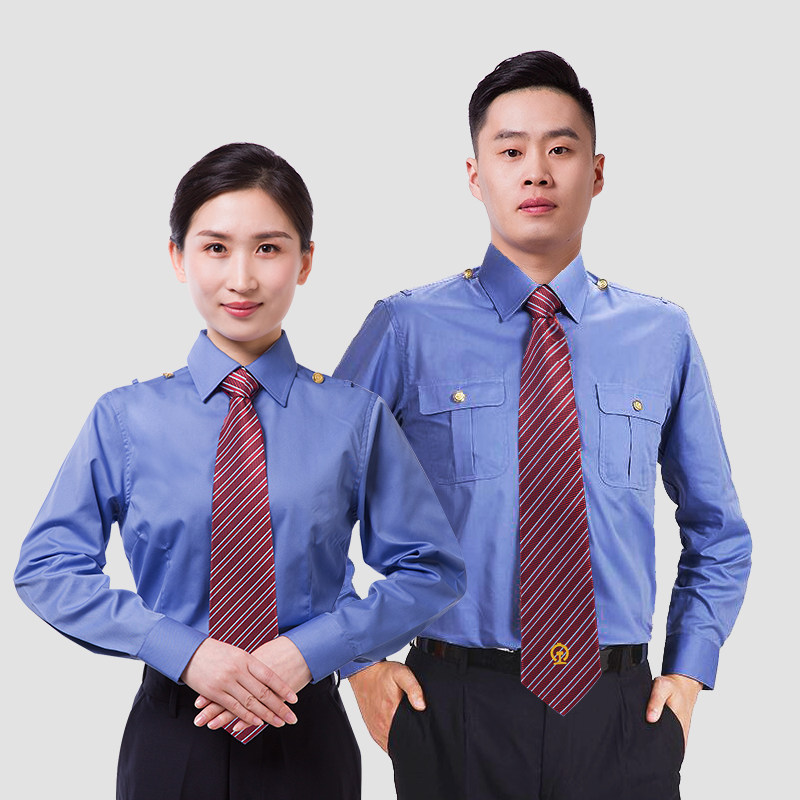 新铁路制服女男工作服装乘务员套装铁路衬衣女长袖男短袖蓝色白色