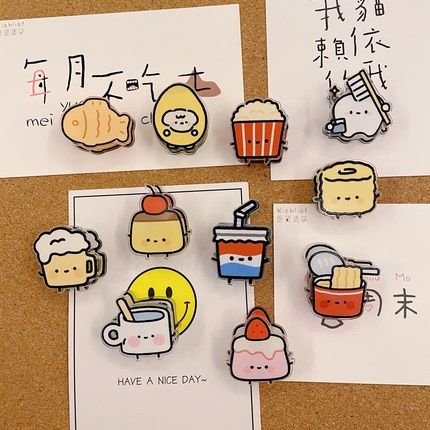 韩国ins可爱食物无痕夹子图钉毛毡板软木板装饰夹明星小卡拍立得