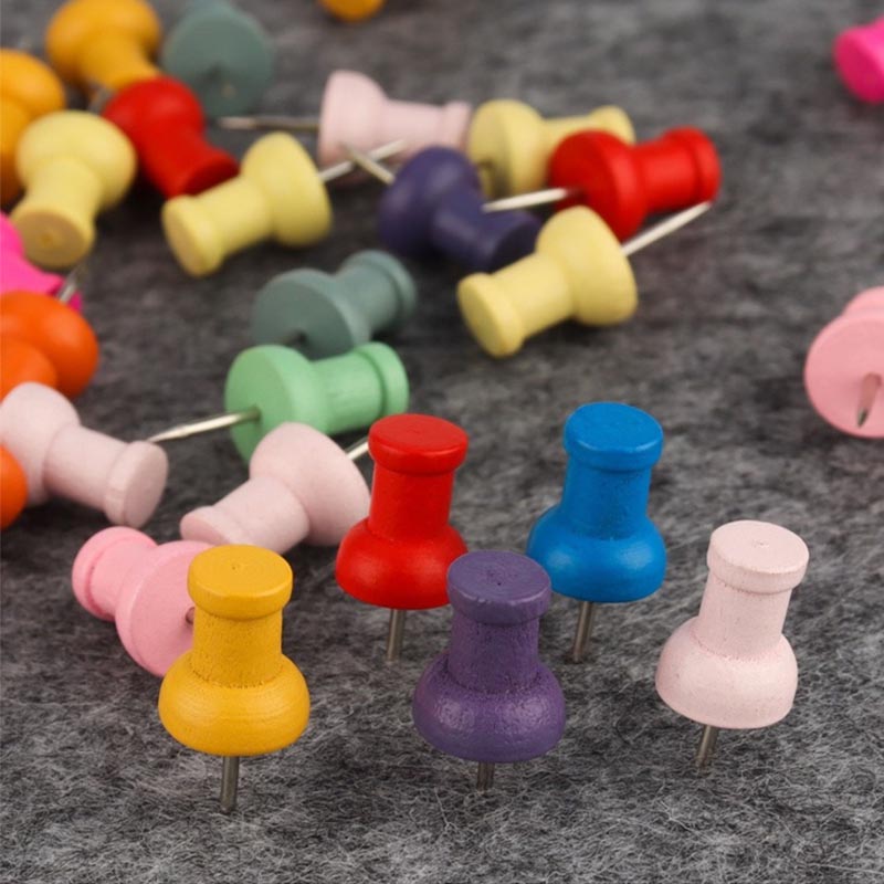 100枚彩色木质大头钉工字钉