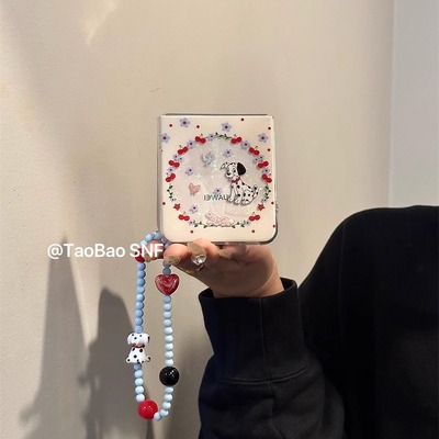 ins樱桃斑点狗适用PuraX小米MIXFlip2华为Pocket2手机壳FindN3Flip折叠三星Zflip6/5/4手链novaFlip荣耀VFlip