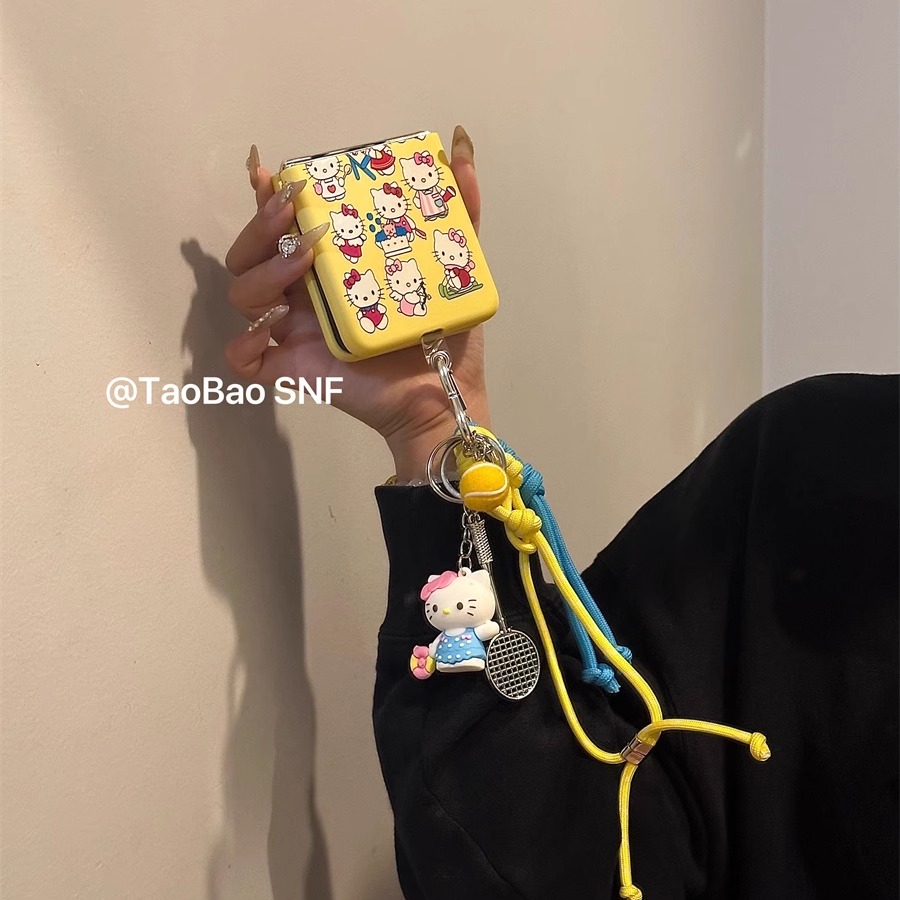 ins凯蒂猫生活适用Pura X小米MIXFlip2华为Pocket 2手机壳FindN3Flip折叠三星Zflip6/5手链novaFlip荣耀VFlip