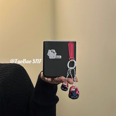 ins可爱拼色kt猫挂件适用Pocket2华为PuraX手机壳小米MIXFlip2折叠FindN3Flip三星Zflip6/5novaFlip荣耀VFlip