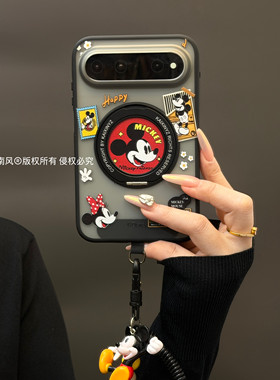 ins可爱海报米奇旋转支架适用华为puraxview手机壳阔直板Pura X View全包防摔保护套肤感保护壳同款挂件男女