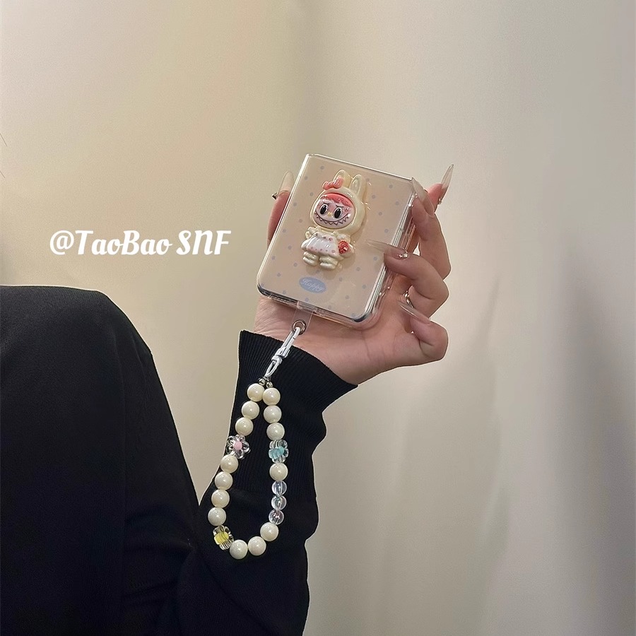 波点裙子拉布布适用Pura X华为Pocket 2手机壳小米MIXFlip折叠FindN3Flip三星Zflip6/5手链novaFlip荣耀VFlip