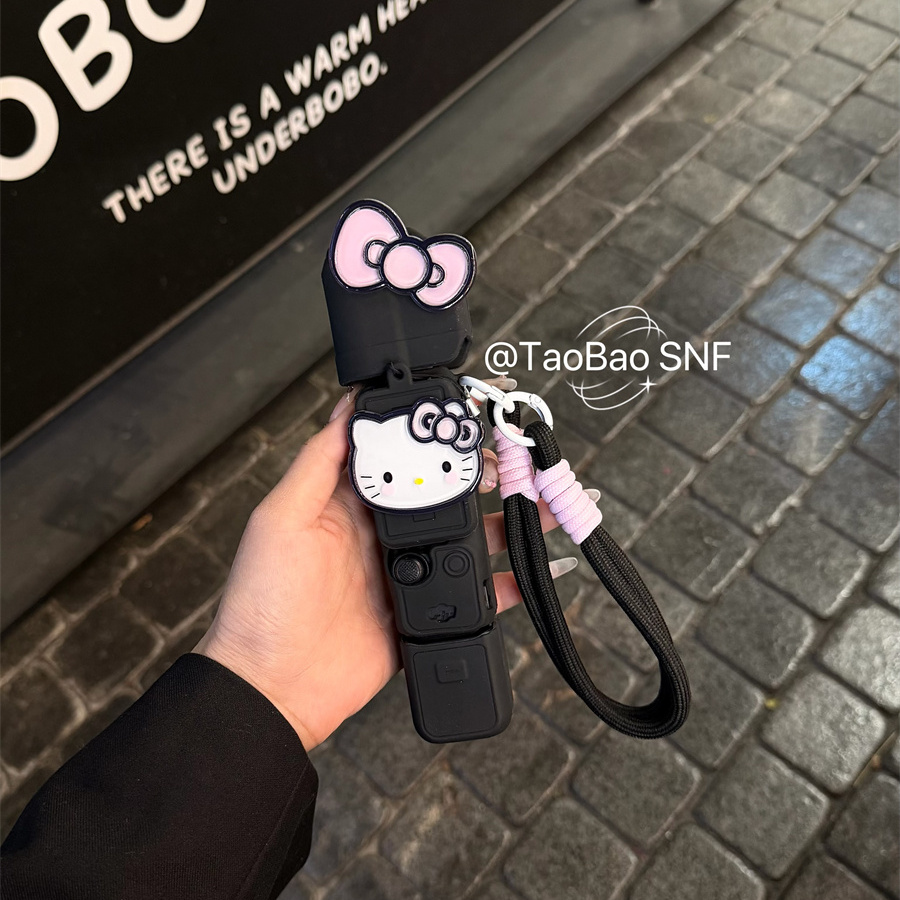 ins蝴蝶结kt猫适用大疆保护壳Pocket3硅胶高级外盒收纳云台相机盖