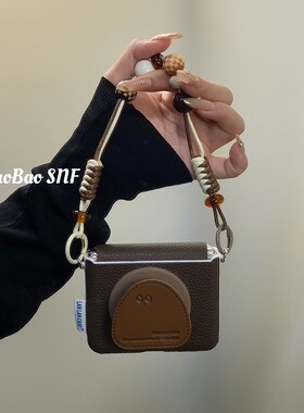 皮质复古深棕磁吸支架适用Pura X华为Pocket2手机壳小米MIXFlip2折叠FindN3Flip三星Zflip7/6/5nova荣耀VFlip