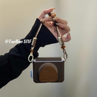 5nova荣耀VFlip 皮质复古深棕磁吸支架适用Pura X华为Pocket2手机壳小米MIXFlip2折叠FindN3Flip三星Zflip7